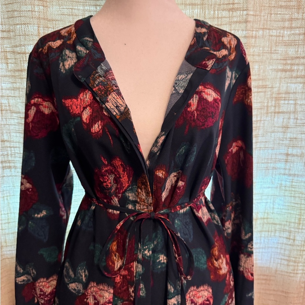 Merona Navy and Burgundy Floral Dress